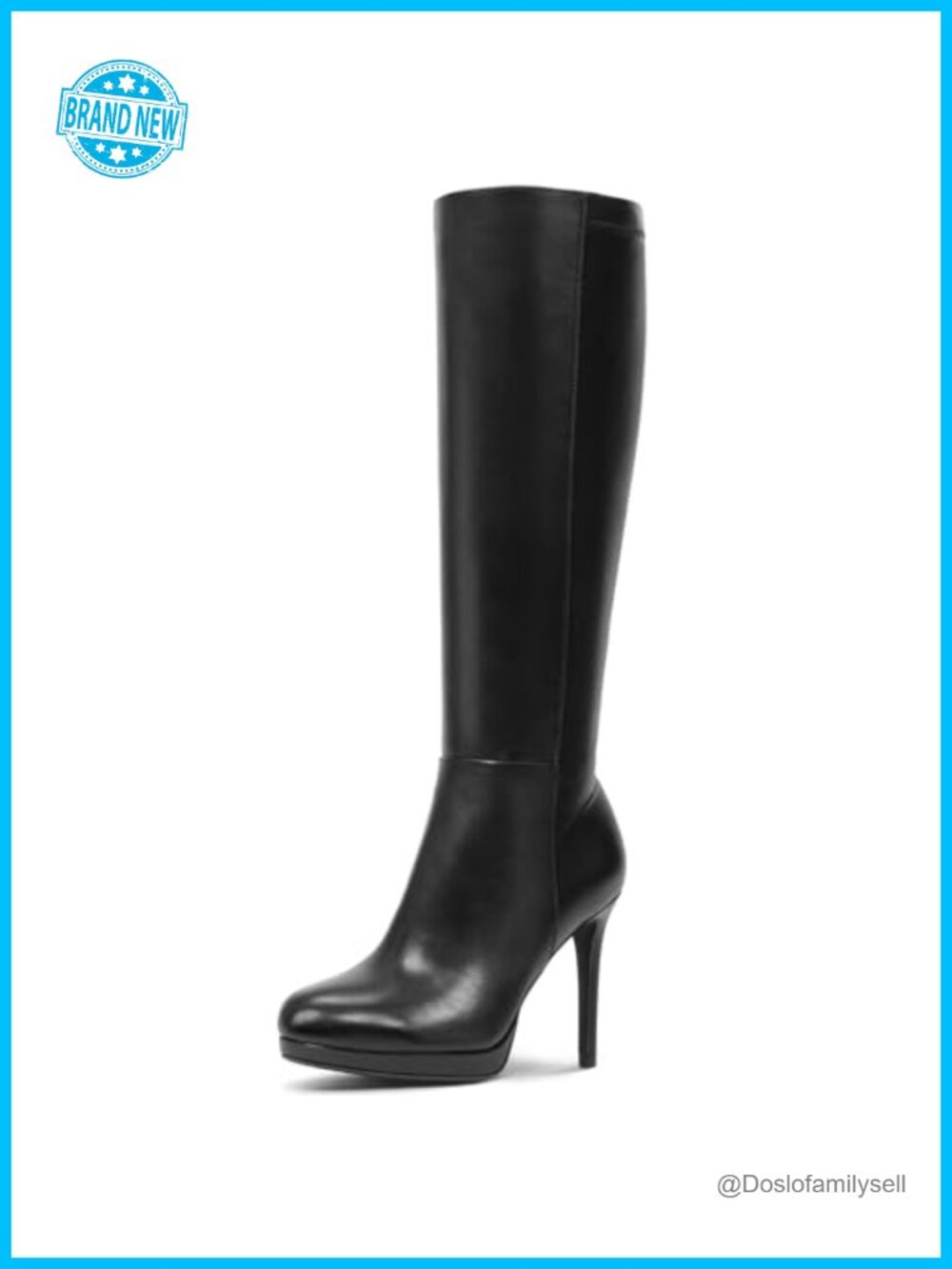 Women's Faux Leather Knee High Platform Stiletto Boots Pointed Toe